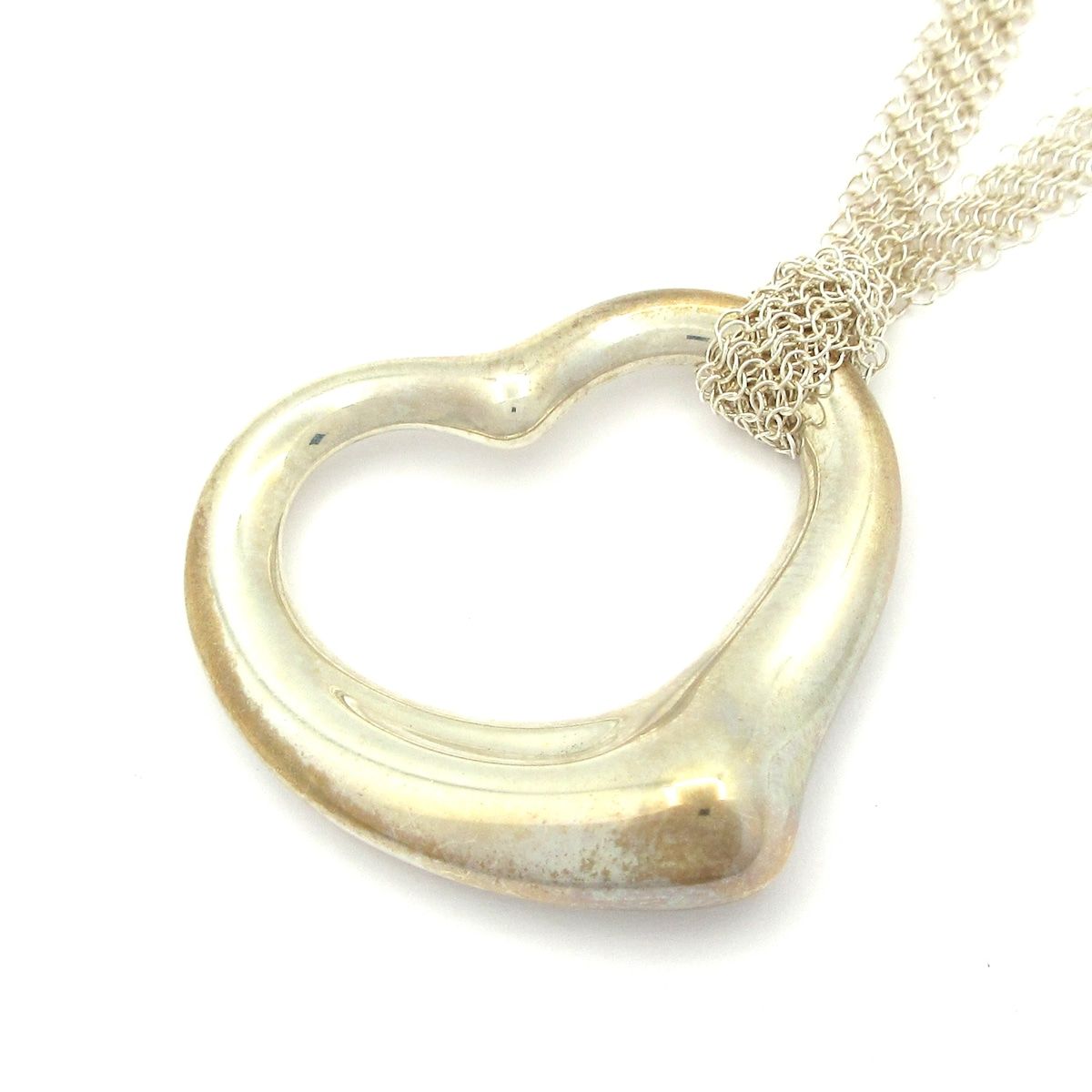 TIFFANY-Co. ティファニー ネックレス オープンハート シルバー メッシュチェーン