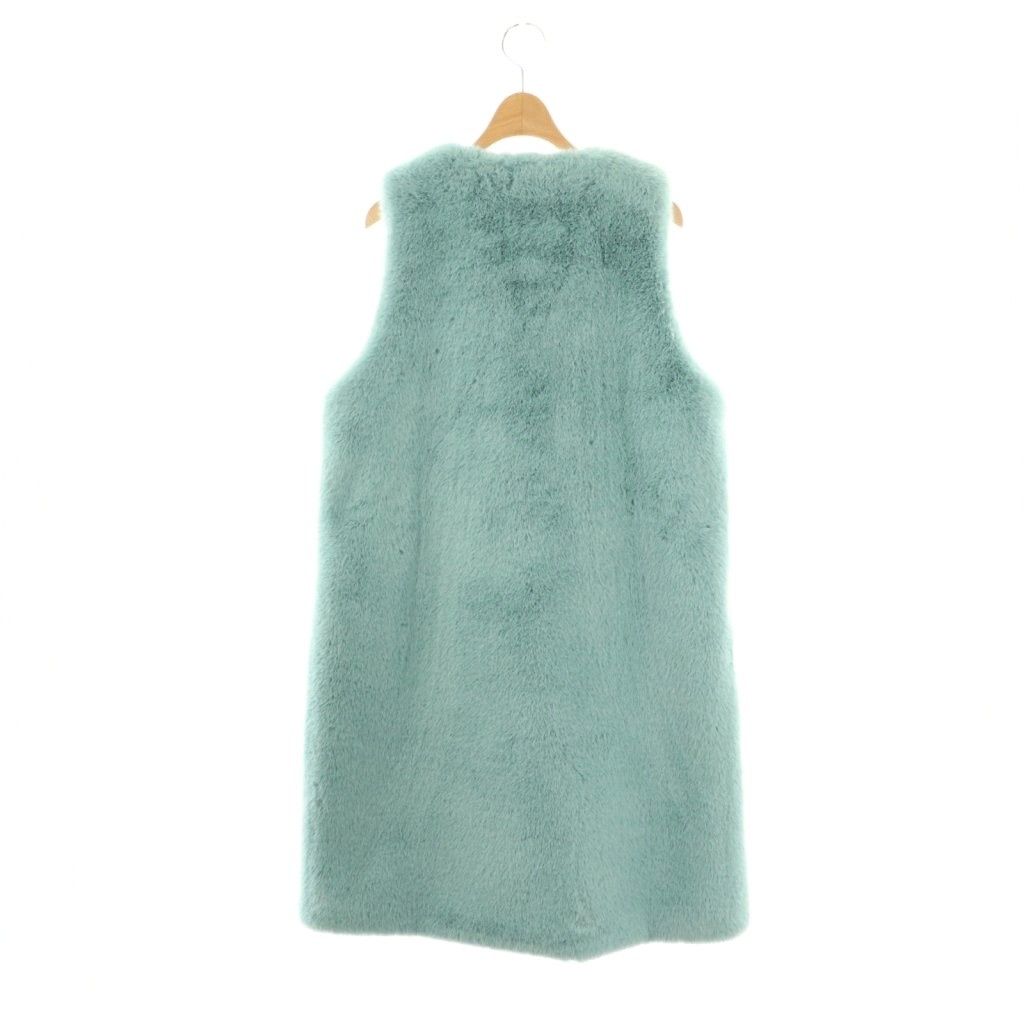 レモンプレット lemonplet FAUX FUR ベスト ロング 前開き S 水色 /NR