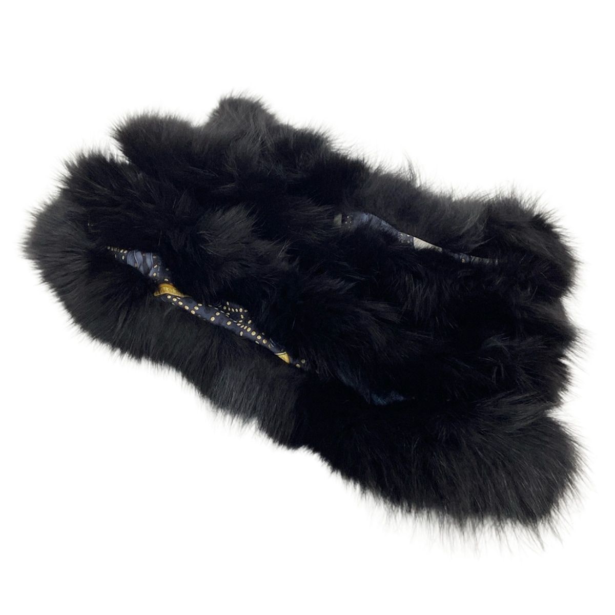 GUCCI(グッチ) マフラー - 黒×マルチ スヌード シルク、フォックス