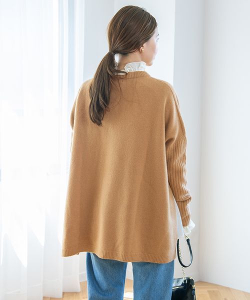 cj23 IENA ウール カシミヤ 脇スリット クルーネック プルオーバー カシミヤ　毛　ニット　セーター　イエナ　ゆったり　定価18,700円 cj23 IENA ウール カシミヤ 脇スリット クルーネック プルオーバー
