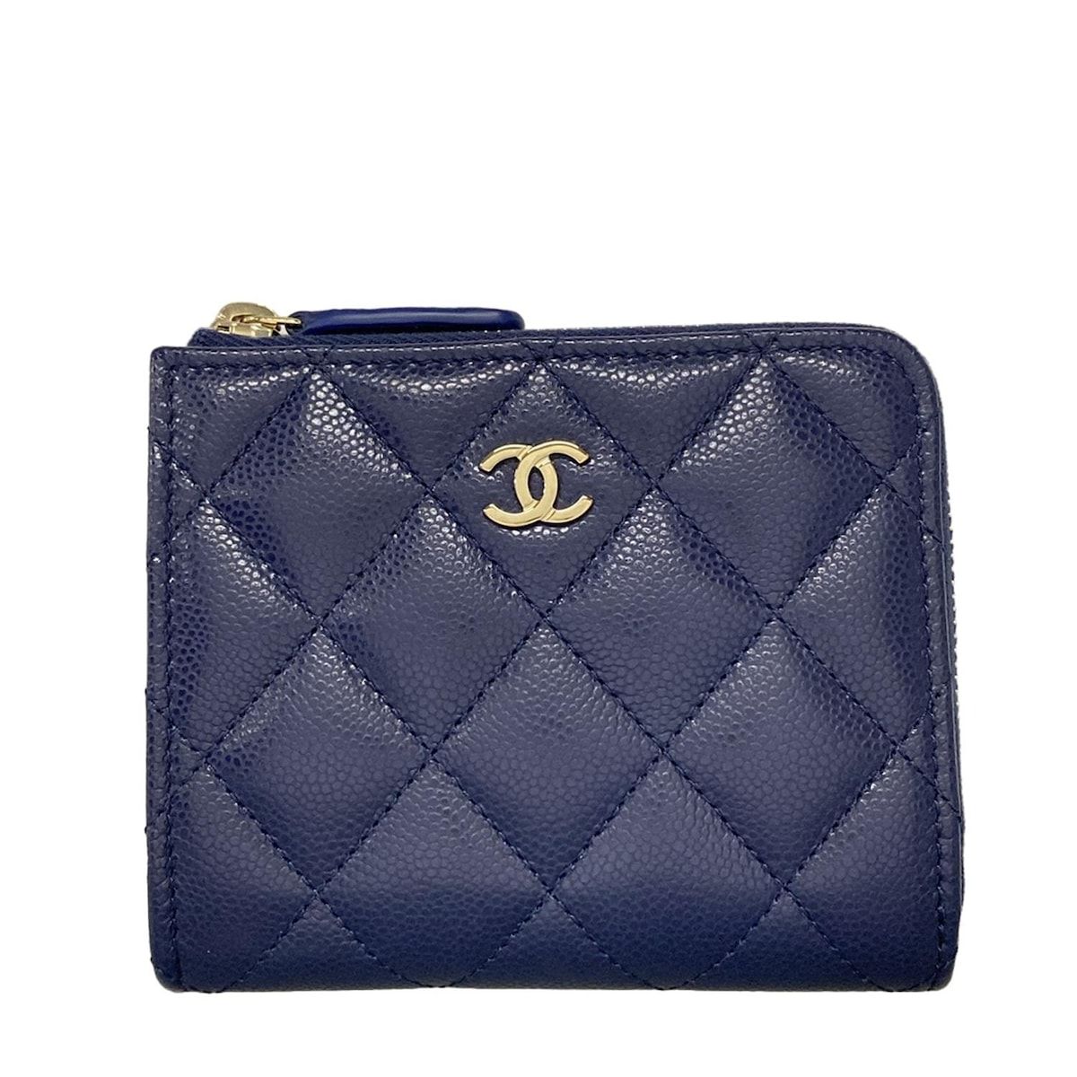 CHANEL シャネル 財布 マトラッセ AP3999 ダークネイビー L字ファスナー ゴールド金具