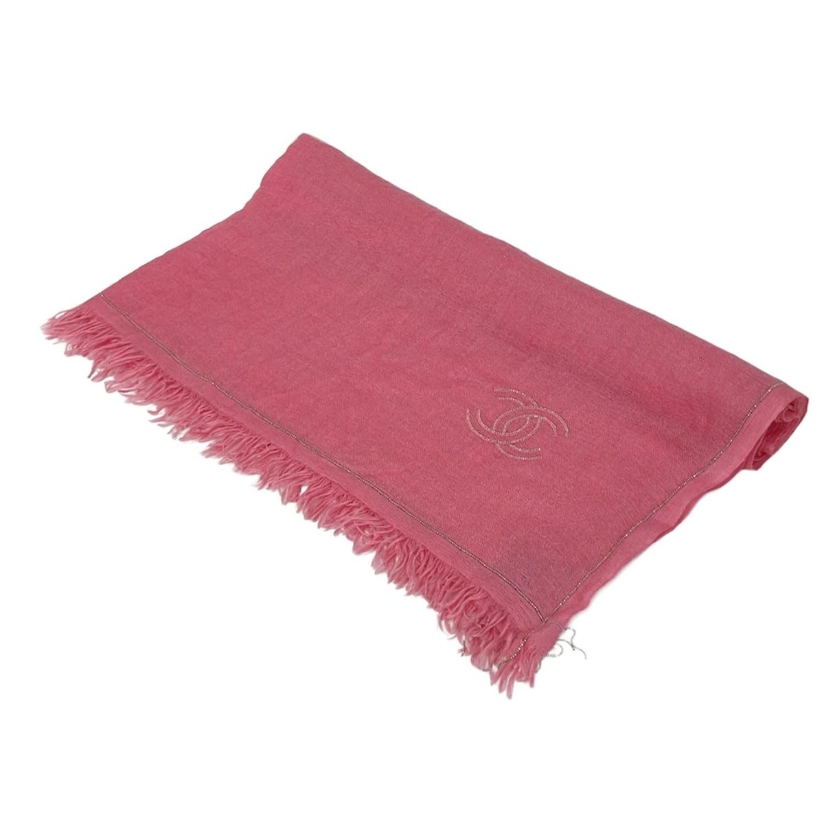 CHANEL シャネル ストール ショール - ピンク チェーン ココマーク カシミヤ シルク