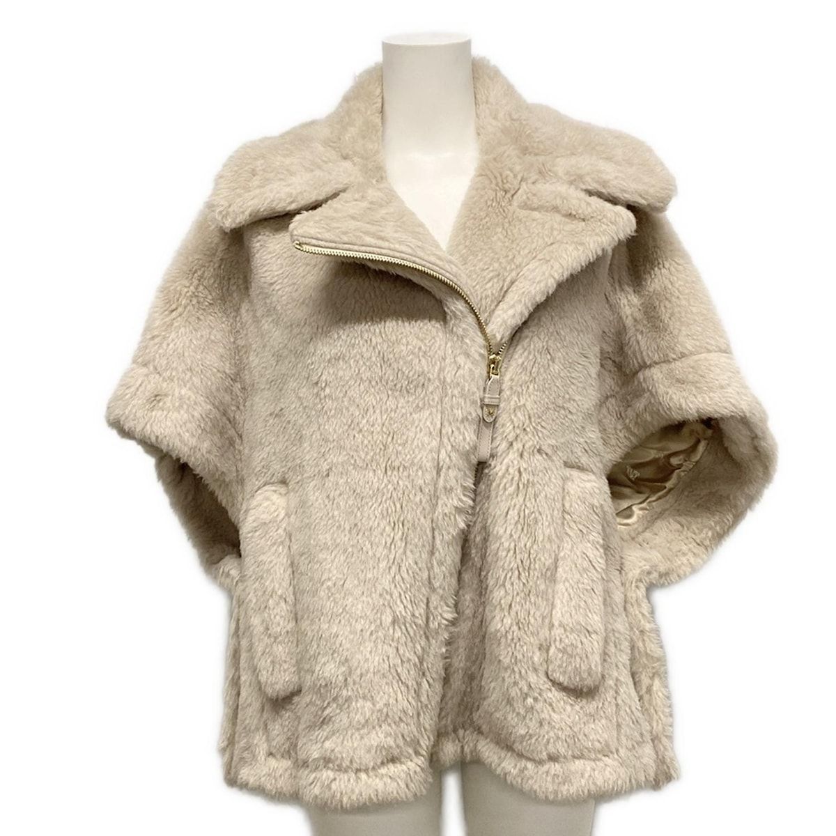 Max Mara マックスマーラ ポンチョ サイズSM レディース テディベア ケープ 23473624336 ピンクベージュ 冬 ウール アルパカ