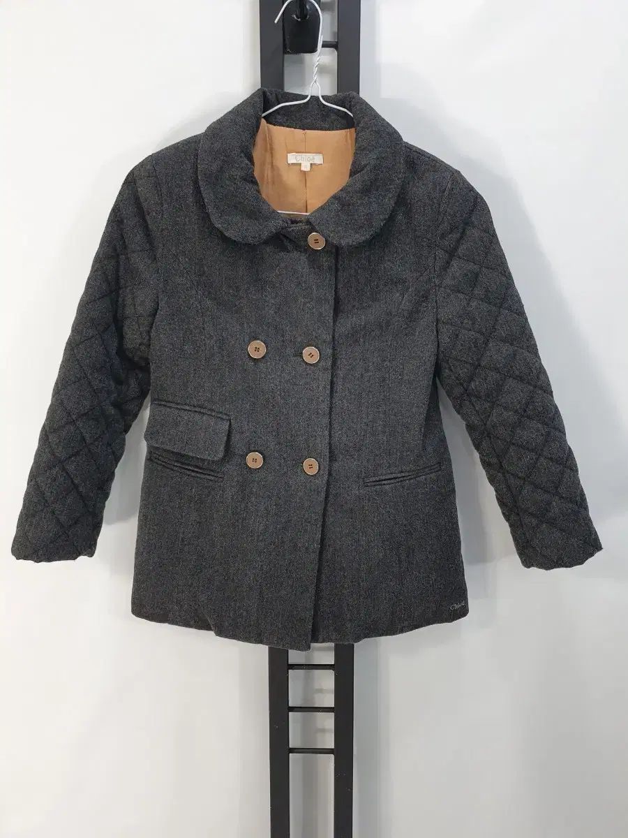 クロエ キッズ コート ダイヤ キルティング ウール ジャケット グレー 8y