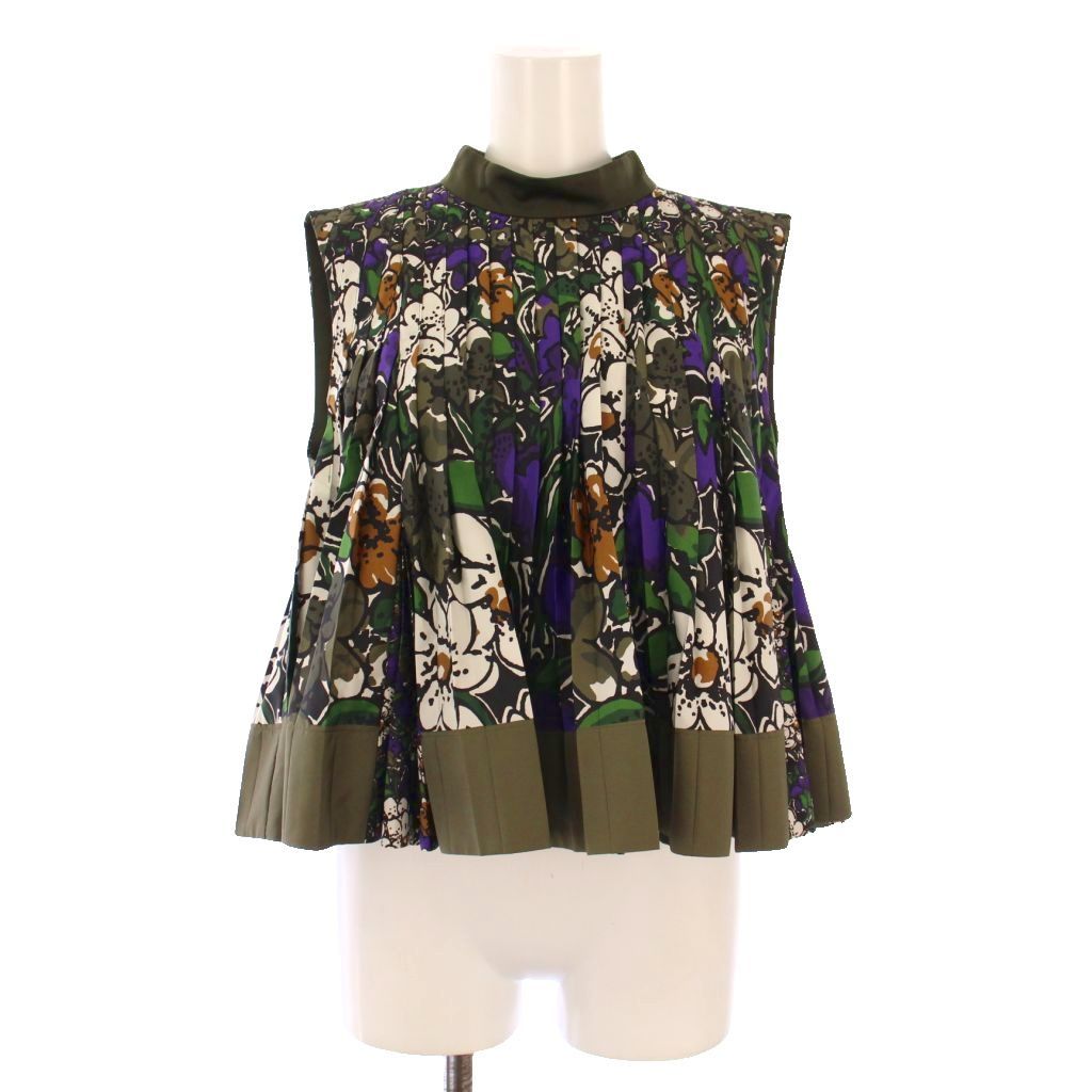 サカイ sacai 23SS シャツ ブラウス プルオーバー ノースリーブ スタンド 花柄 2 マルチ BB