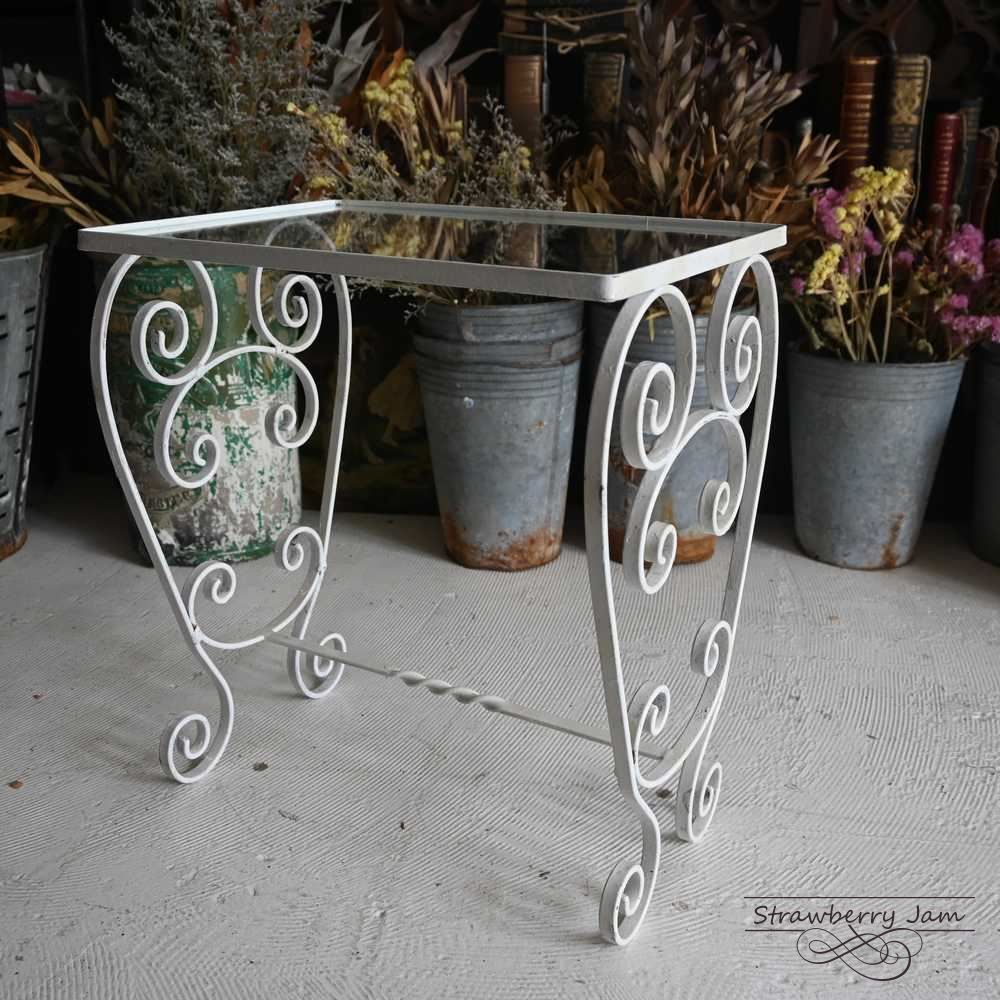 IFU-411 英国アンティーク アイアンテーブル コーヒーテーブル ガラス スモールテーブル 飾り台 花台 ガーデニング イギリス MARWIL-DEMENAGEMENTS_CH