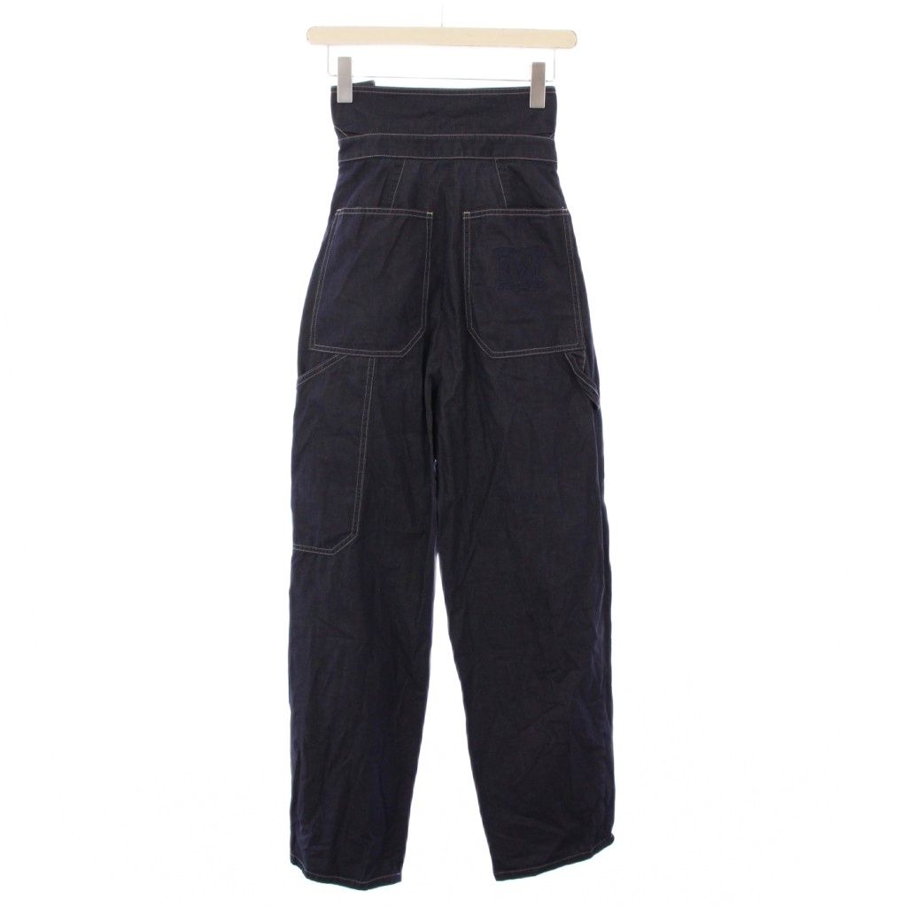 マックスマーラ MAX MARA スラックスパンツ ハイウエスト ジップフライ タック I34 紺 ネイビー BB