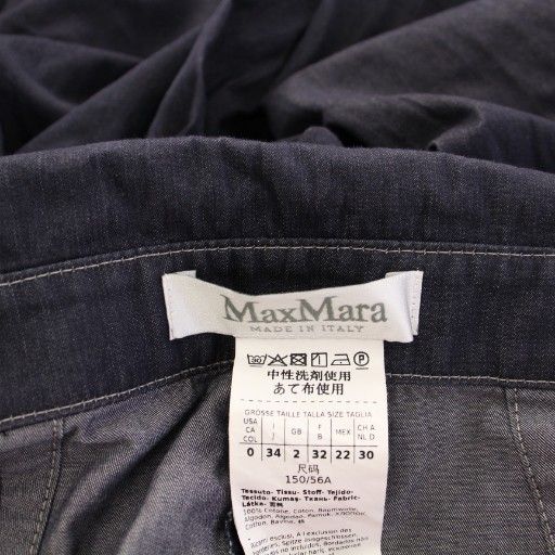 限定SALE開催中☆！ マックスマーラ MAX MARA スラックスパンツ ハイウエスト ジップフライ タック I34 紺 ネイビー BB