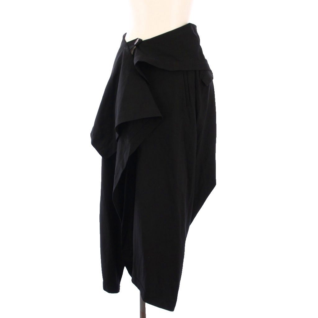 イッセイミヤケ ISSEY MIYAKE 25SS SIMPLE ENSEMBLE 変形パンツ アシンメトリー ストレッチ ワン 2 黒 ブラック IM51JF709 BB