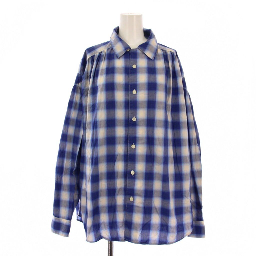 ネペンテス NEPENTHES AiE シャツ ブラウス 長袖 チェック柄 S 白 青 BM