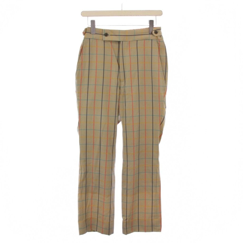 ニードルス ニードルズ Needles スラックスパンツ ジップフライ チェック柄 XS ベージュ J0063 BM