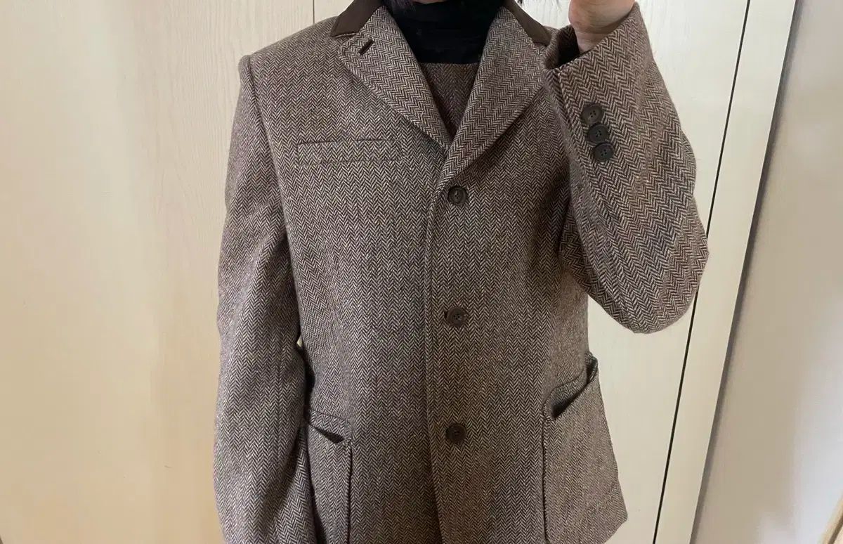 ヘリンボーン ブラウン ジャケット パンツ ONE PIECE セットアップ ゲストルック 乗馬服 オーダーメイド