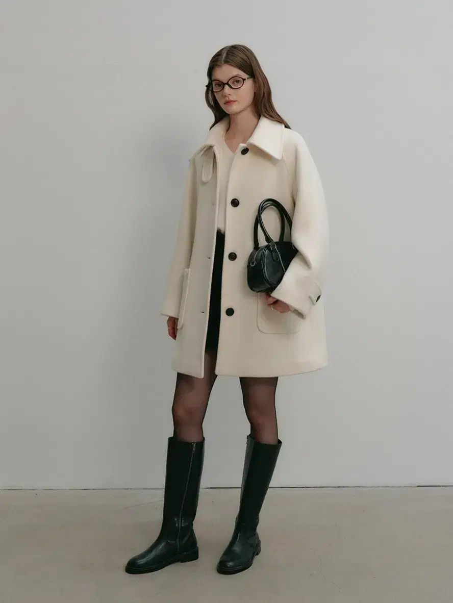 LOOKAST マリ ハーフ ウールコート アイボリー
