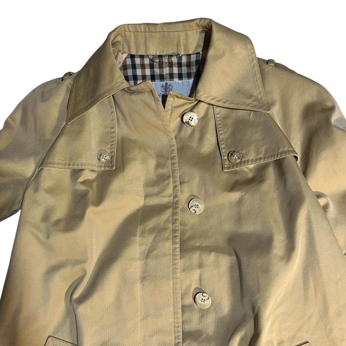 Z1577Aquascutum アクアスキュータム トレンチ コート ロング カーキ