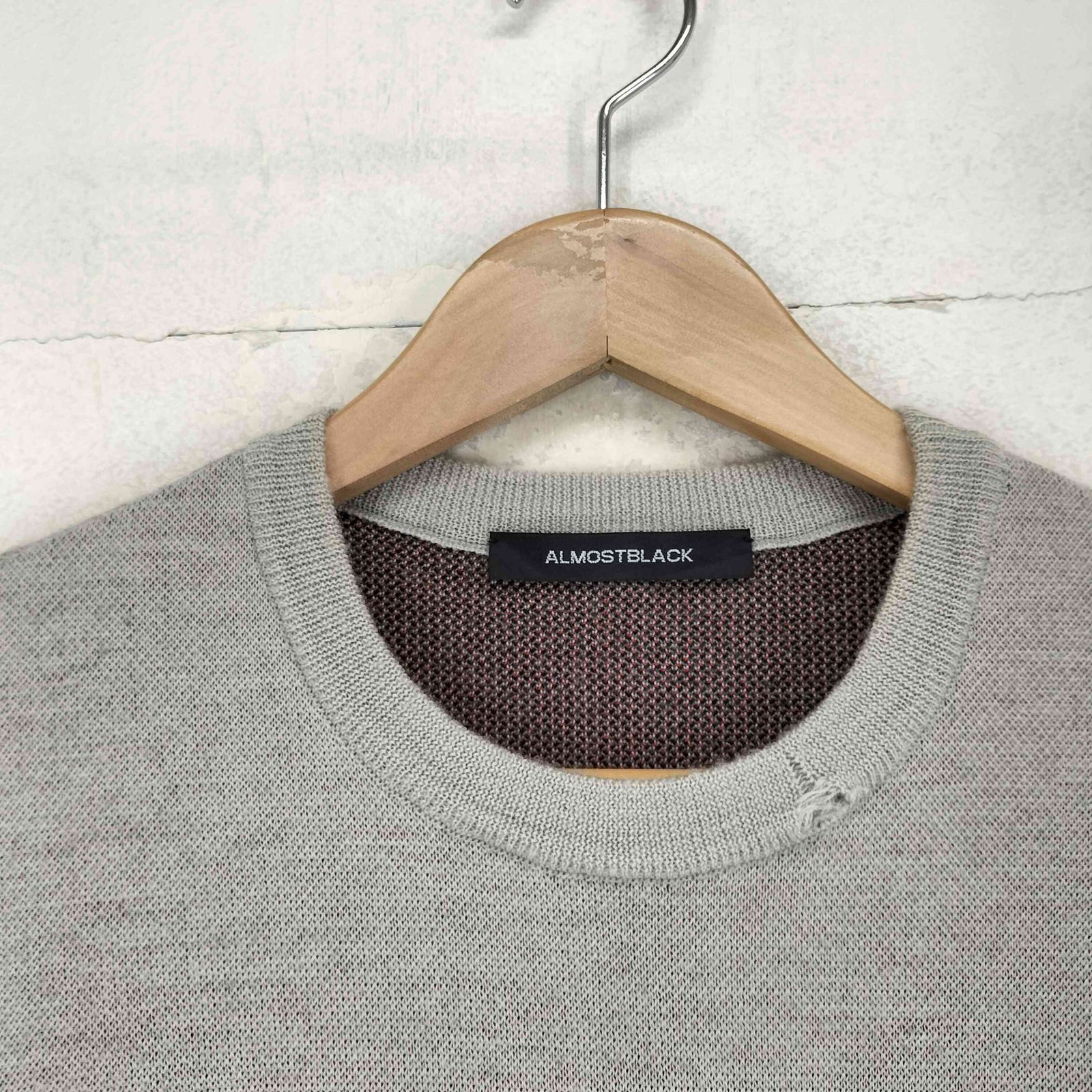 オールモストブラック ALMOSTBLACK フロントデザインプルオーバーニットベスト メンズ F ビッグシルエット ベスト 