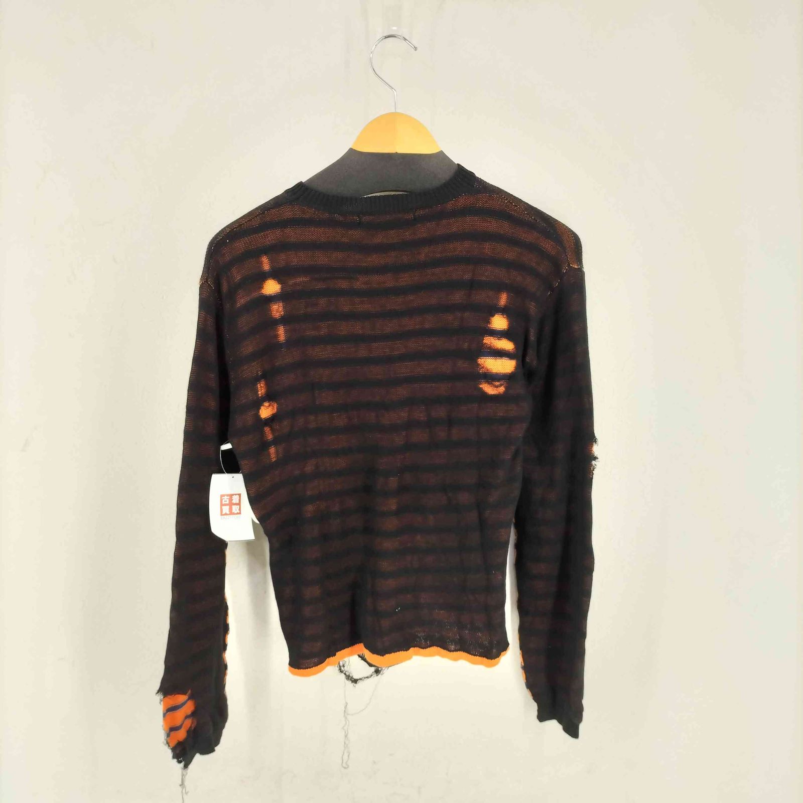 ダイエットブッチャースリムスキン DIET BUTCHER SLIM SKIN ボーダー ダメージ デザイン クルーネックニット メンズ 表記無