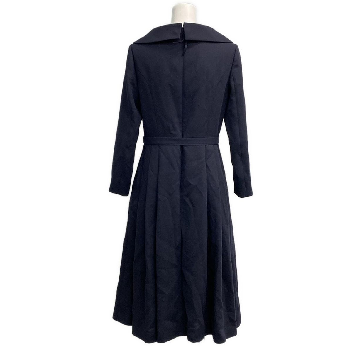 FOXEY フォクシー ワンピース サイズ42 L レディース - 44157 ダークネイビー 長袖 ロング ウール