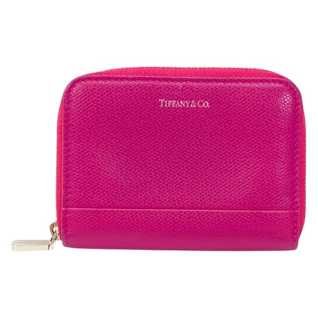 ティファニー コインケース 小銭入れ カードケース 財布 ラウンドファスナー ロゴ レザー ピンク TIFFANY-Co. レディース 人気 定番 上品 かわいい 感