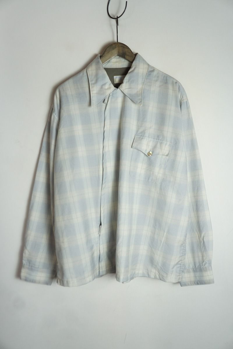 正規 23 SS TAILOR ホームレステイラー 長袖 チェック シャツ 羽織 ジッパー フラップ ポケット HTK 004 青 1128 O 4