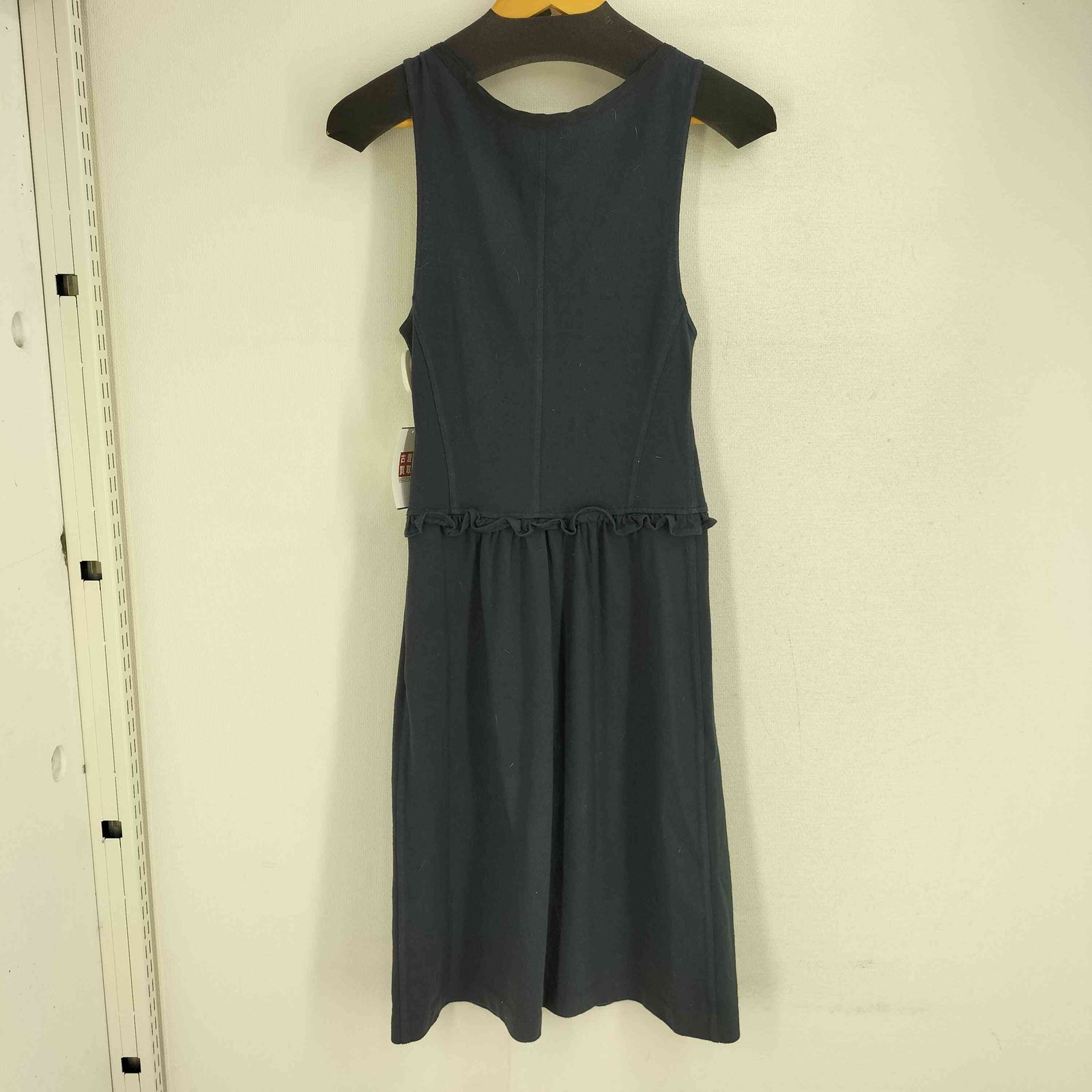 ミュウミュウ miu miu イタリア製 フリルデザイン サイドジップ コットン ノースリーブワンピース レディース M