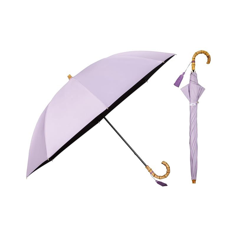 Wpc. 最強の日傘 UVO ウーボ 長傘 60cm 無地タッセル ラベンダー 遮光率&UVカット率 UPF50 遮熱 晴雨兼用 親骨60cm 大きい 通勤 通学 レディース 女性 バンブー 持ち手 おしゃれ 丈夫 UVO60 0