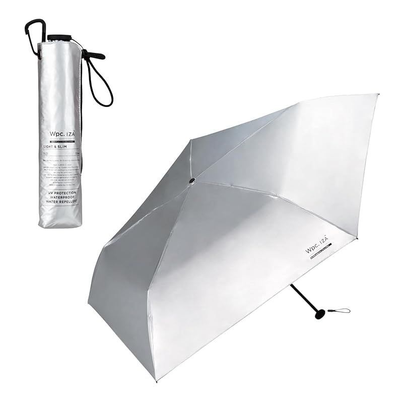 【迅速発送】【2025】男の晴雨兼用傘 日傘 IZA Type:LIGHT ＆ SLIM シルバー [遮光率100%・UVカット率100%・UPF50＋・遮熱] 折りたたみ傘 親骨55cm 軽量 通勤 通学 旅行 カジュアル スタイリッシュ 男性 