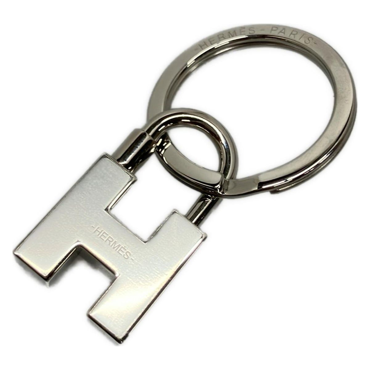 HERMES エルメス キーホルダー チャーム クイズ レインボー シルバー×ライトブルー×マルチ カデナモチーフ