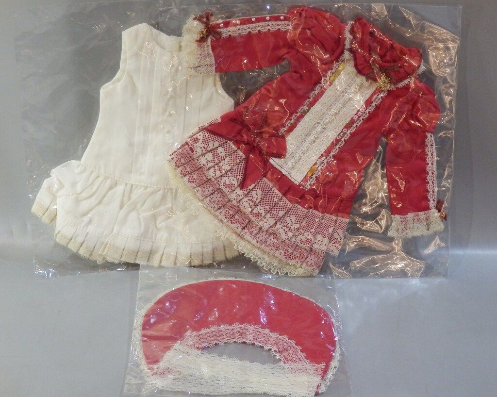 Rosen Lied Holiday s Child ドール衣装 ボンネット ドレスセット 赤