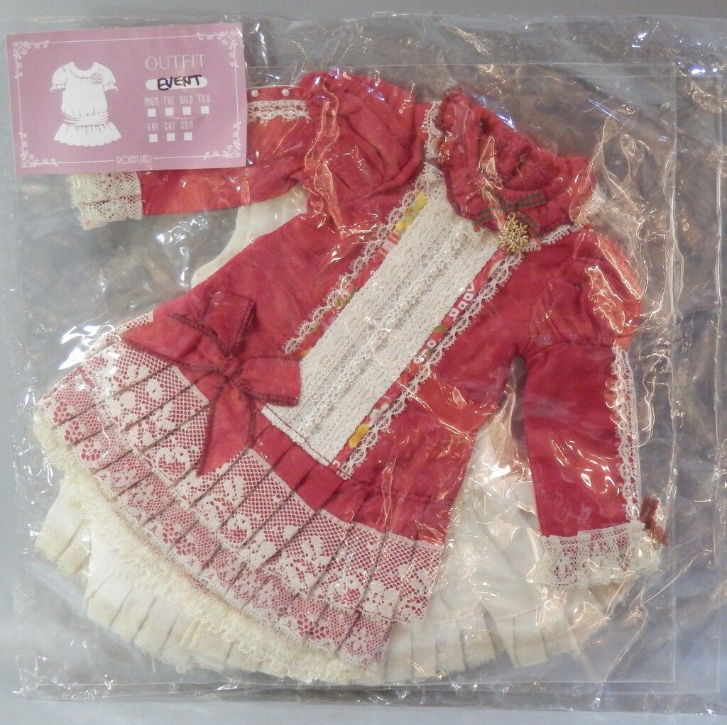 Rosen Lied Holiday s Child ドール衣装 ボンネット ドレスセット 赤