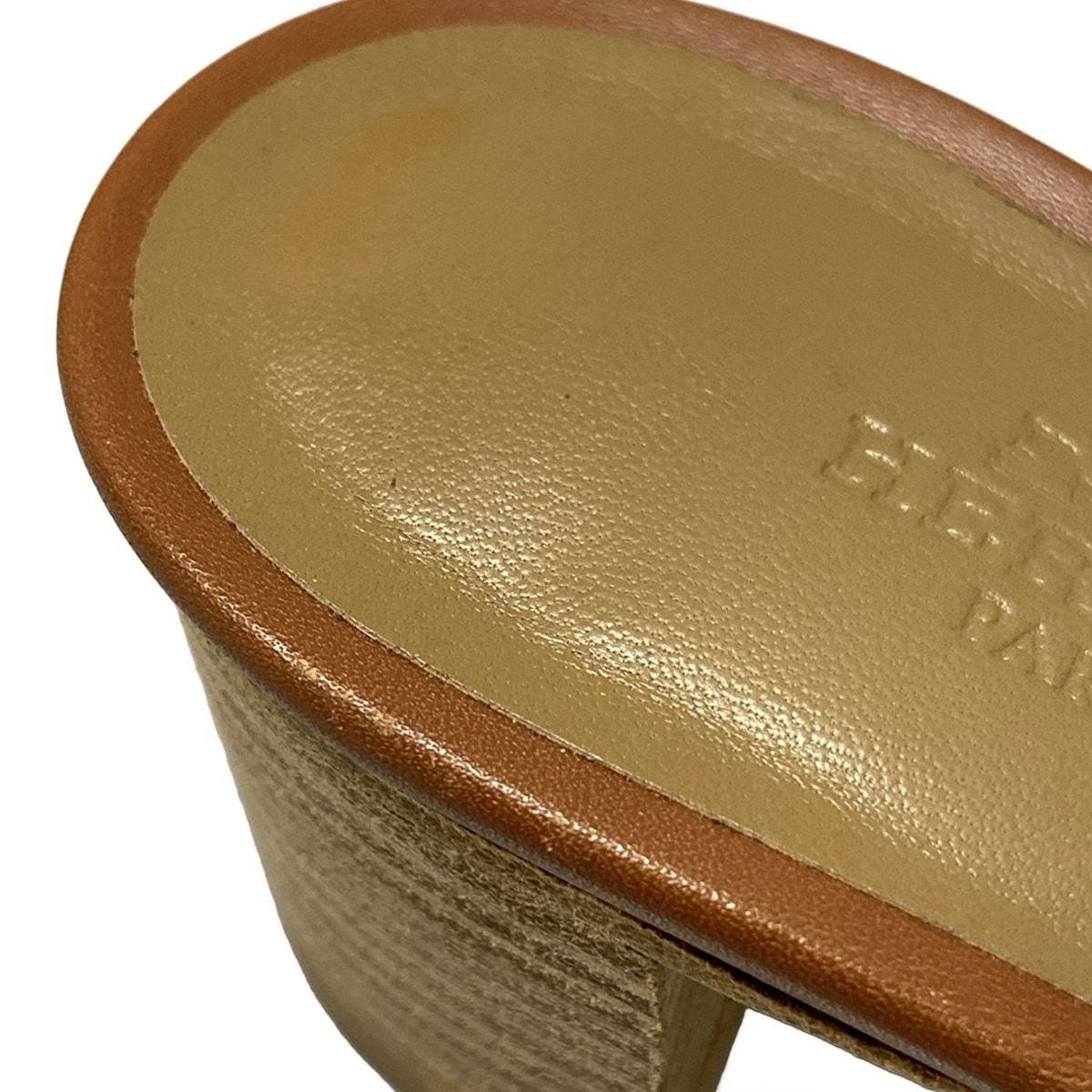  HERMES エルメス サンダル 36 オアジス エトゥープ アウトソール張替済 レザー サンダル サンダル ミュール