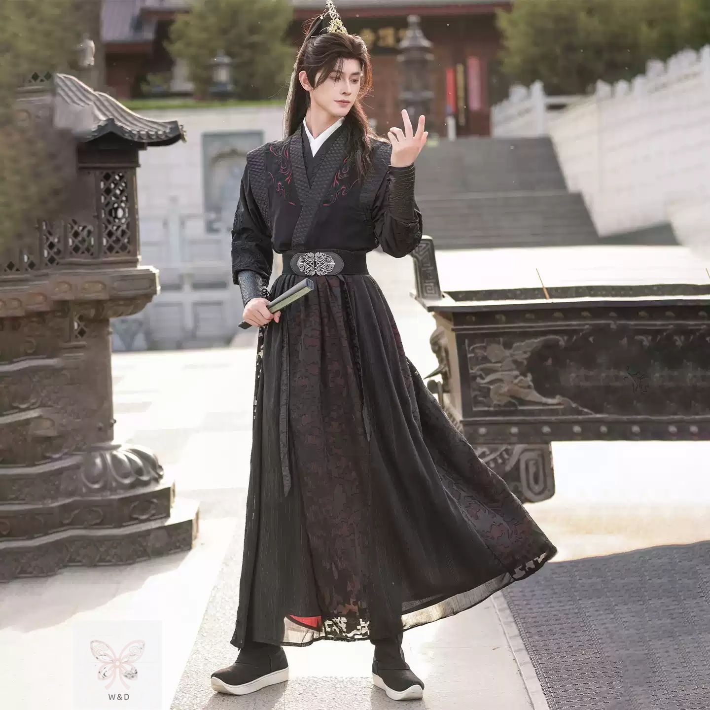 武侠風漢服 刺繍唐背子 交領 ユニセックス レトロ フォーマル イベント 大人 江湖の風を纏う侠客スタイル 刺繍が紡ぐ浪漫の古風装束