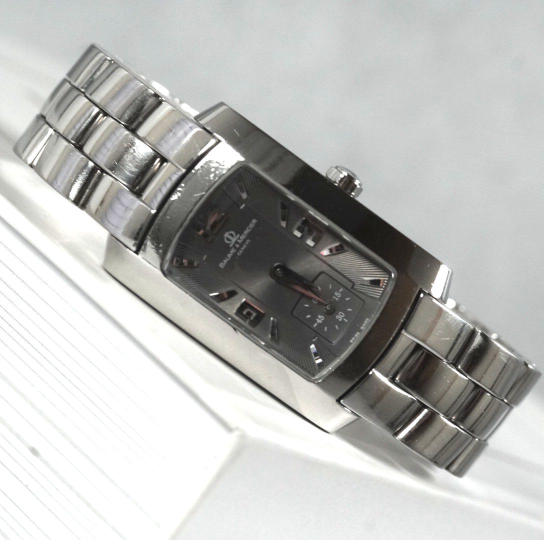 稼働品 ボーム＆メルシエ ハンプトン スモールセコンド スモセコ Quartz クォーツ レディース 腕時計 BAUME - MERCIER GENEVE レクタングル レクタンギュラー スイス製 シルバー グレー