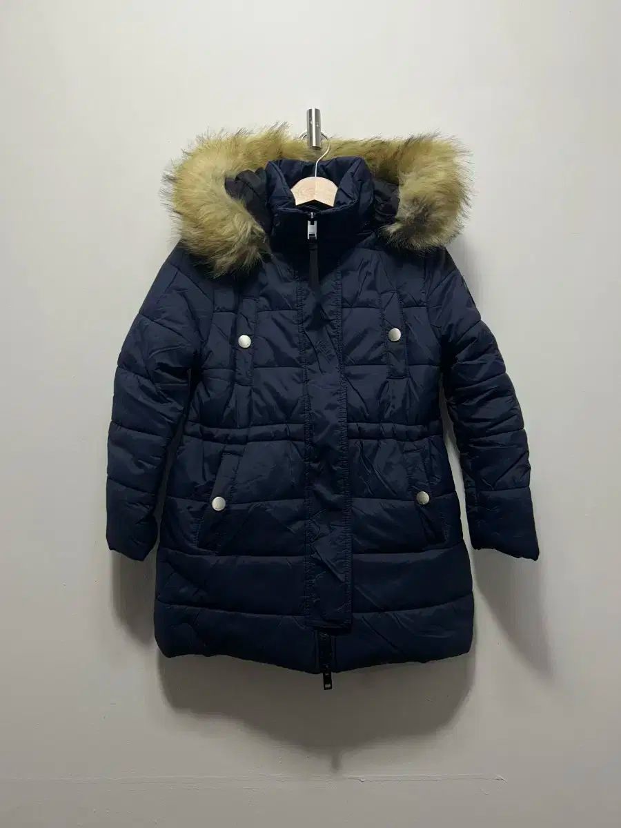 120 130 ディーゼル キッズ ネイビー ファー WHOフード キルティング ダウン コート