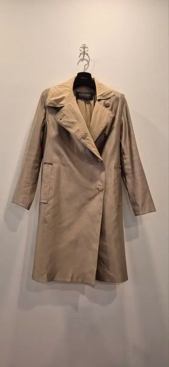 LANVIN S ベージュ 最新 シルクバイカラー コート LANVIN en Bleu