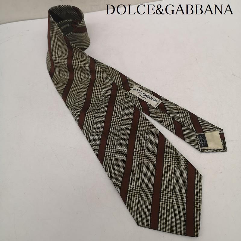 ドルチェアンドガッバーナ ストライプ シルク ネクタイ イタリア製