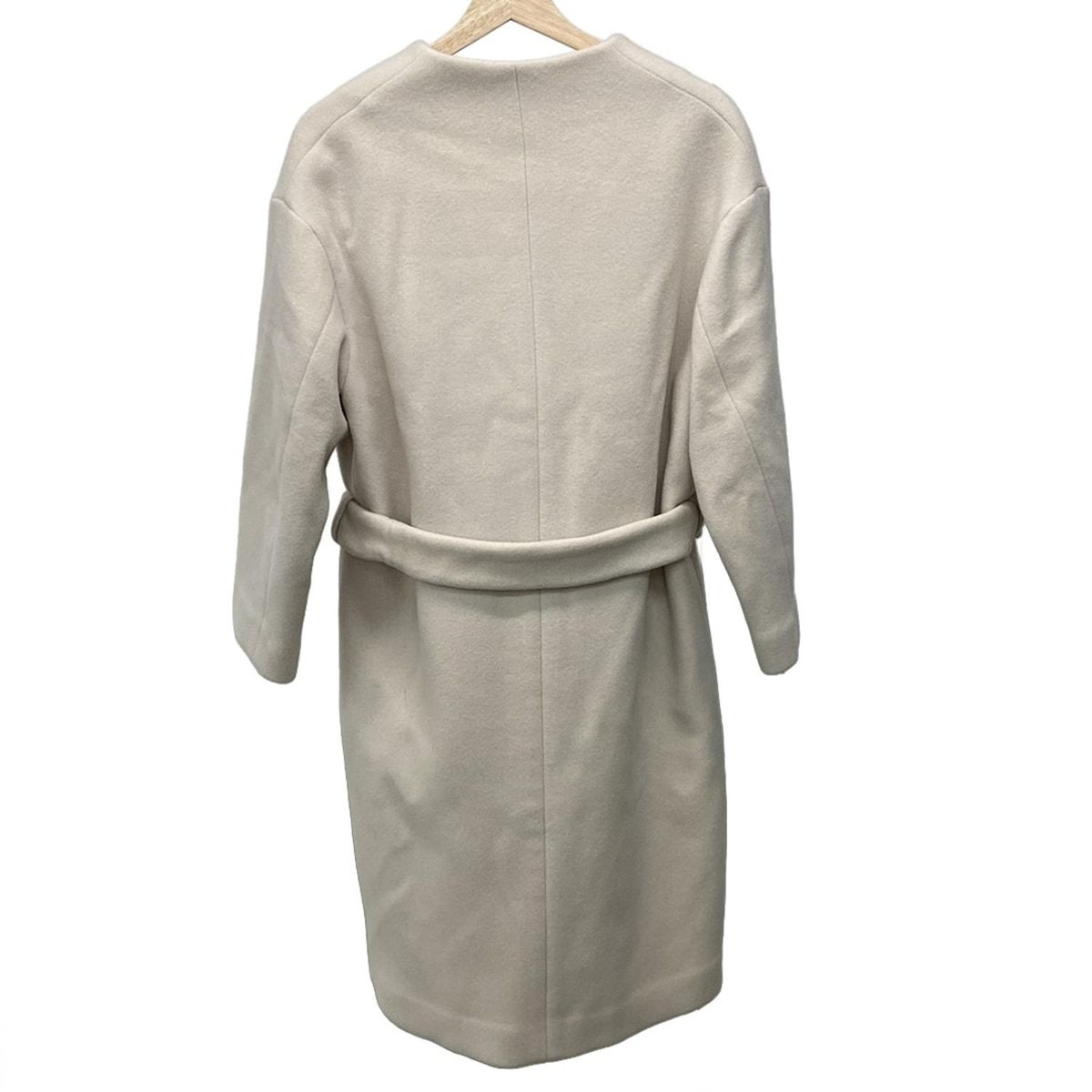 IENAイエナ 毛混 MANTECO ノーカラーロングコート アイボリー イエナ