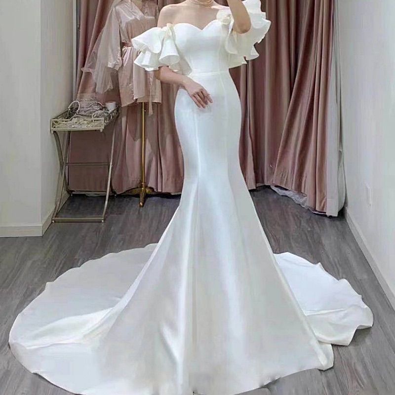 ウェディングドレス M マーメイド オフショル 二次会 前撮り 結婚式 可