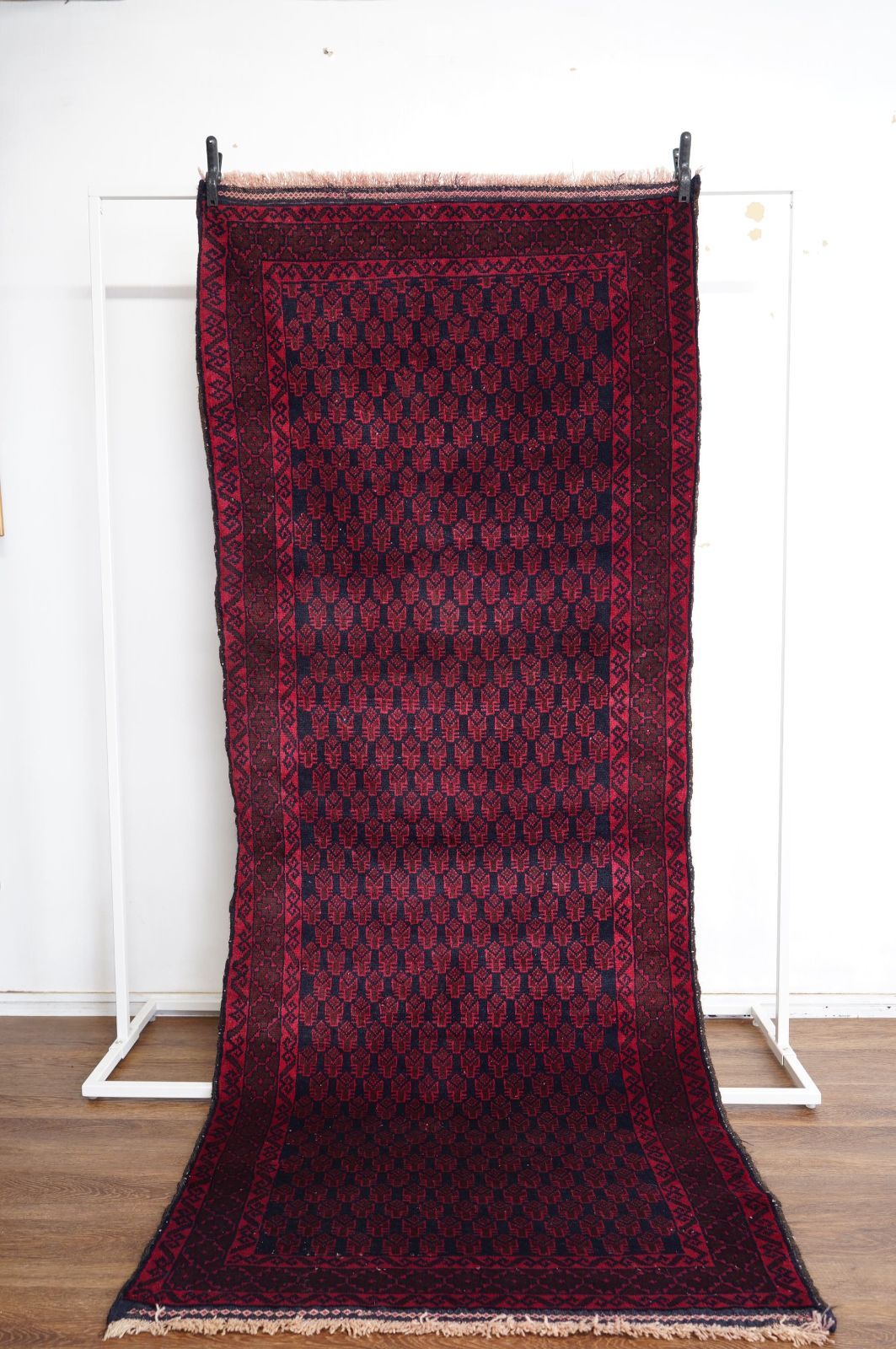 知らなきゃ損！ ヴィンテージラグ アフガニスタン バルーチ族 トライバルラグ 208cm×80〜86cm 手織り絨毯