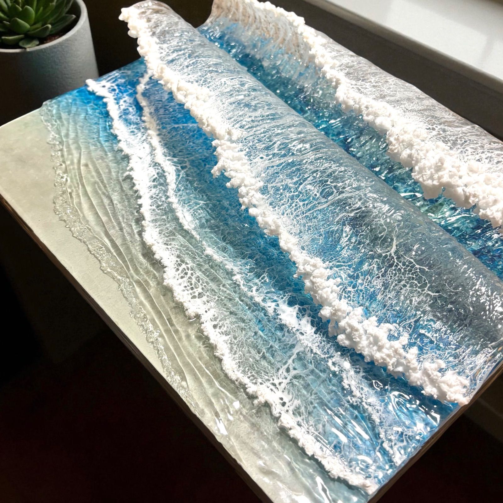 厚盛りボード ビッグウェーブ 超立体 の海 レジンアートボード 美ら海 オーシャンアート N 714