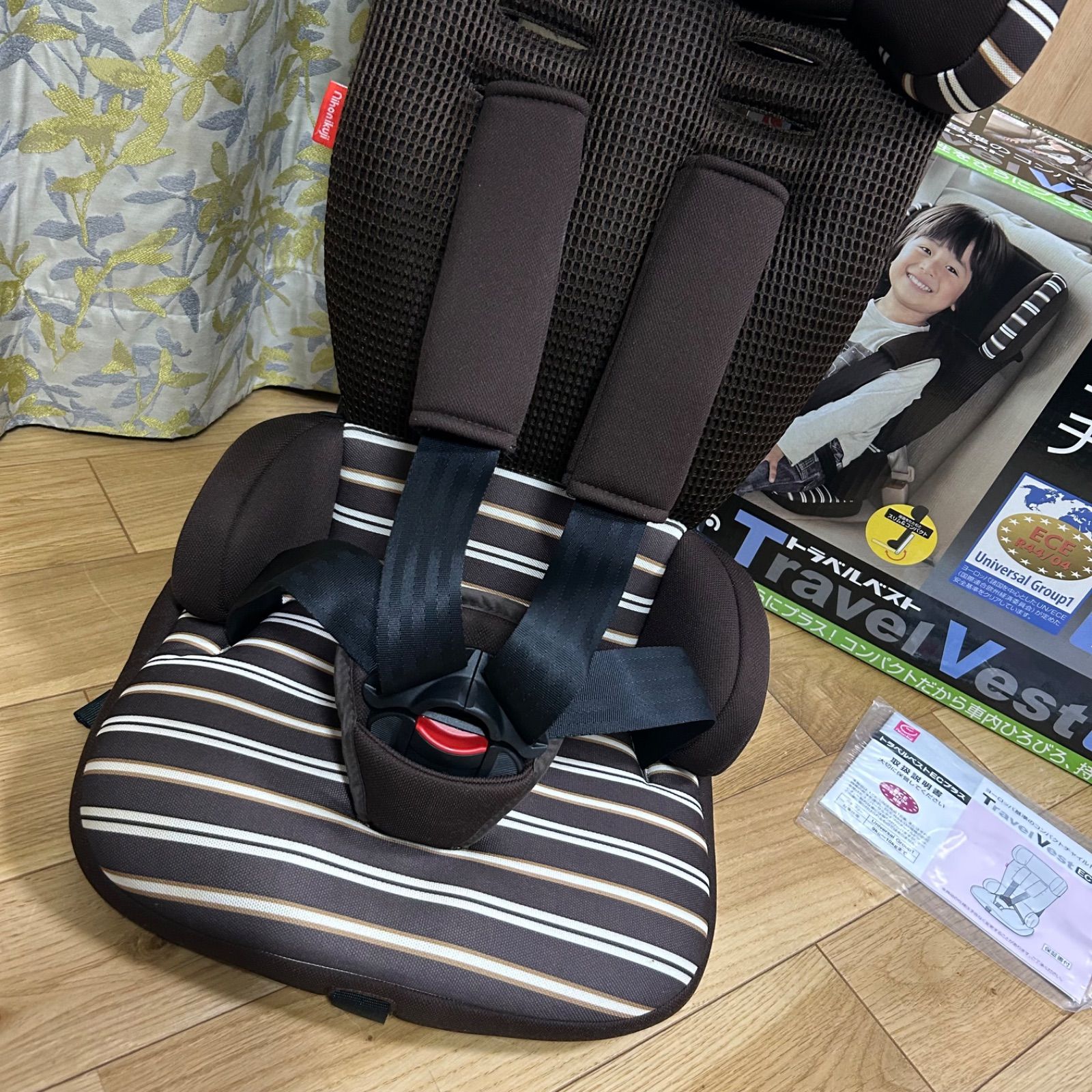 美品　日本育児 トラベルベスト ECプラス ブラック 日本育児 トラベルベスト EC プラス ブラックボーダー : ベビー用品