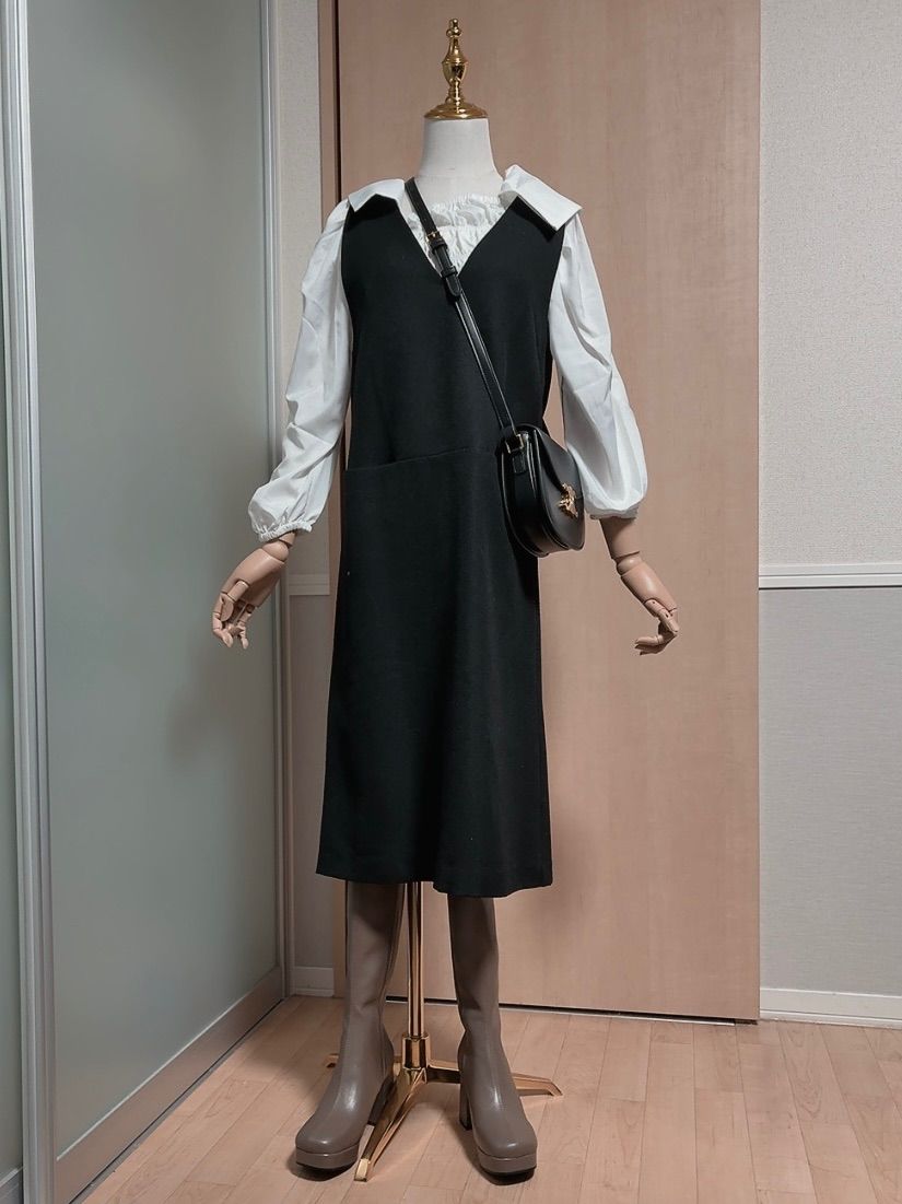 URBAN RESEARCH ROSSO UR TECH ジャンパーワンピース ブラック 3332