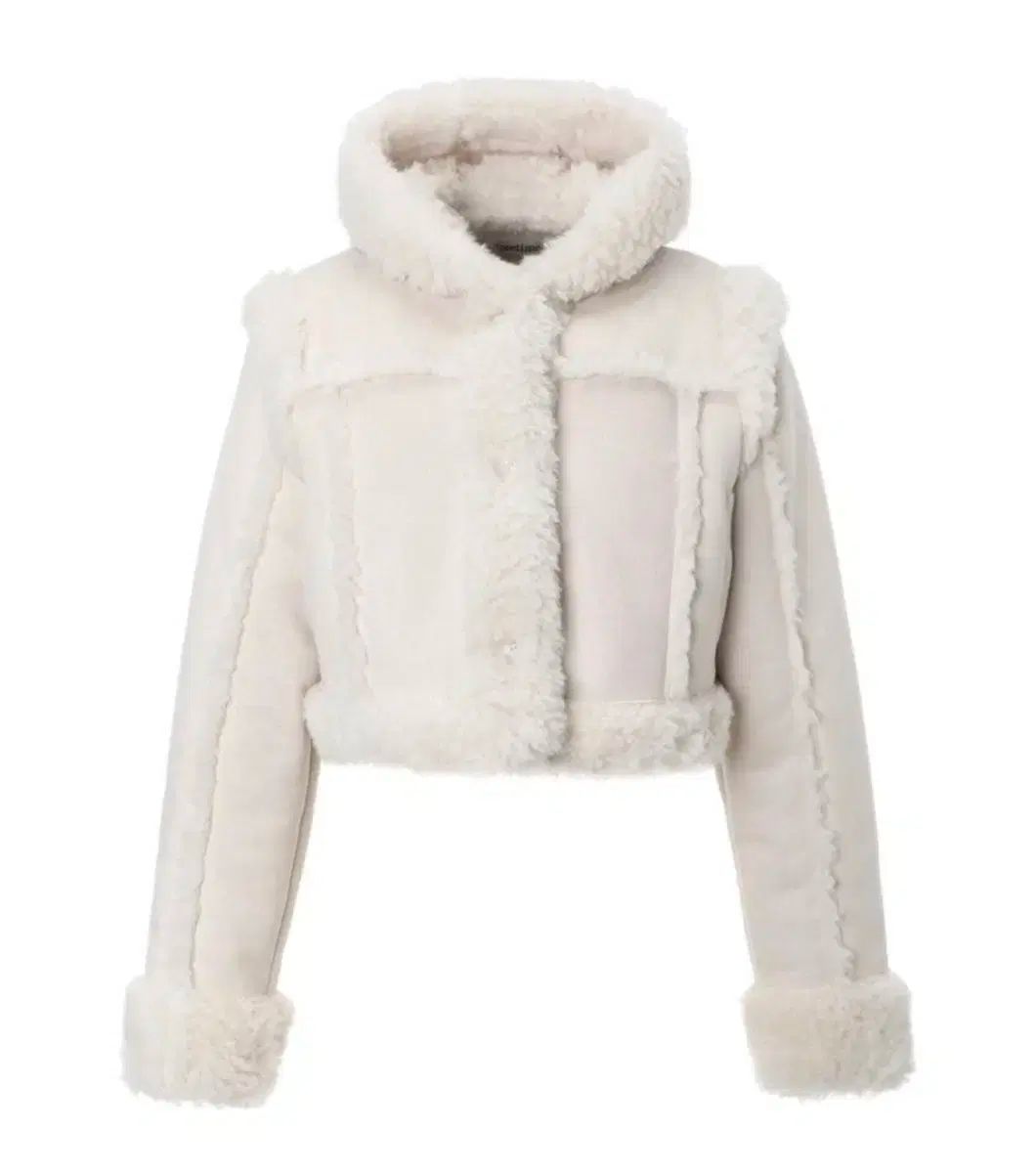 x スリータイムズ ベイビー フーディー ファー ムートン アイボリー