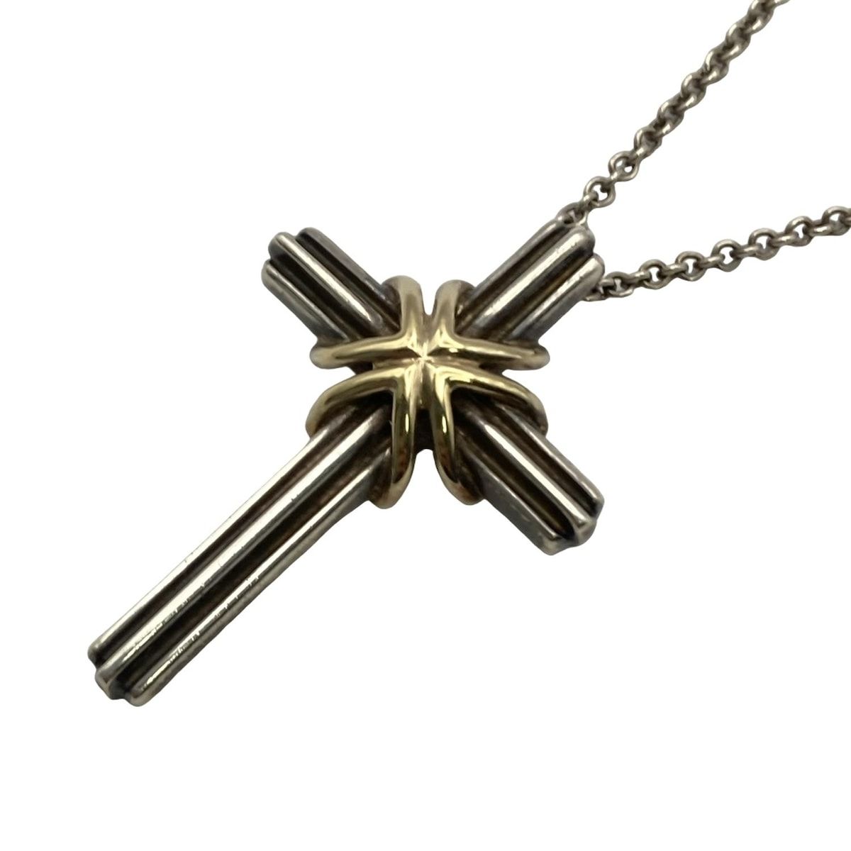 TIFFANY-Co. ティファニー ネックレス - シルバー×K 18 YG クロス