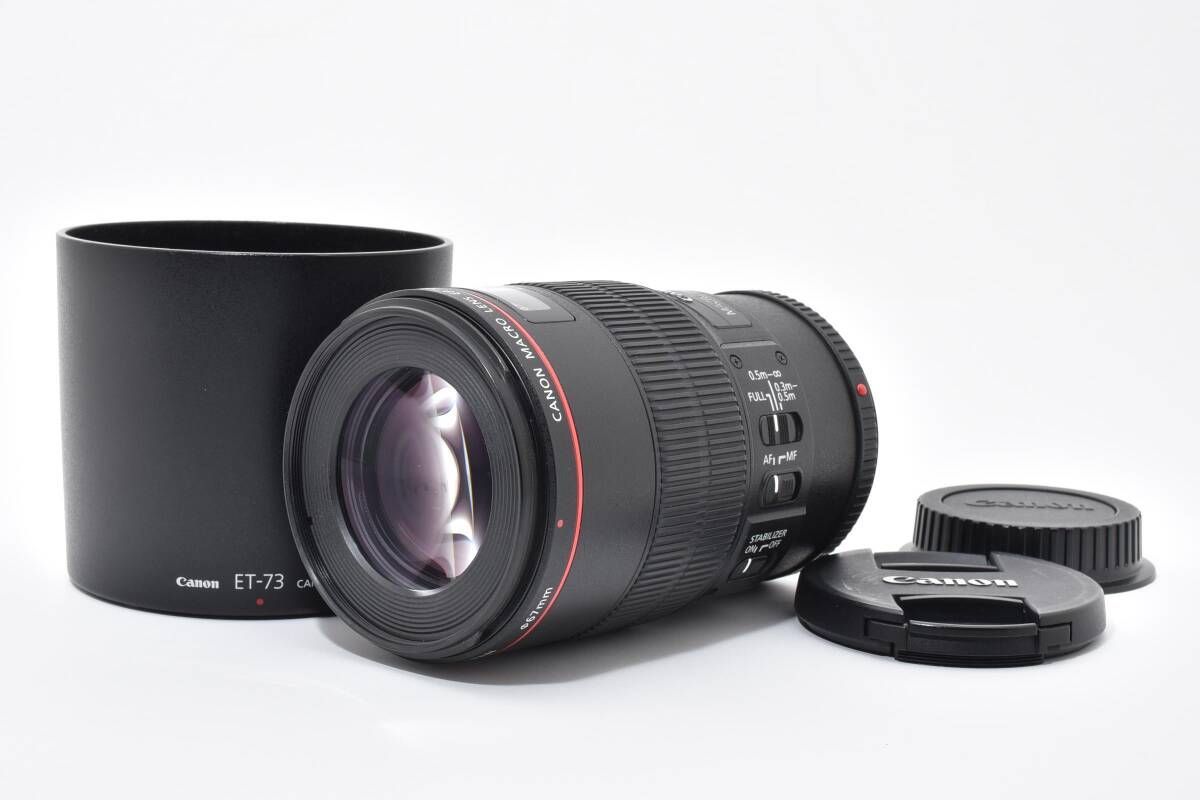 キヤノン CANON EF 100mm F2.8 L IS USM MACRO フード付き ET-73 T34#4738