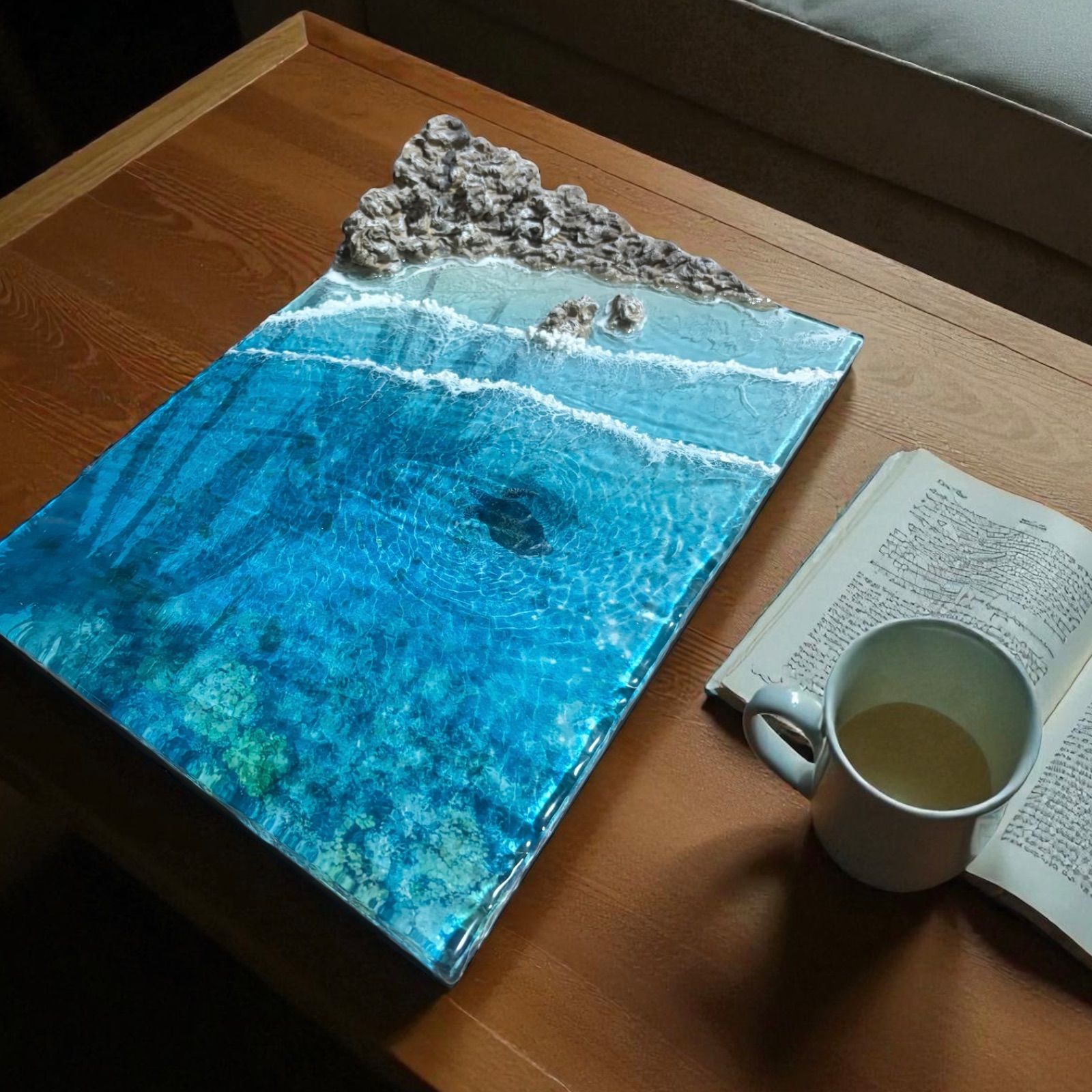 厚盛りボード ヤシの影 超立体 沖縄の海 レジンアートボード 美ら海 オーシャンアート N715 TALLINNNEXPO_COM