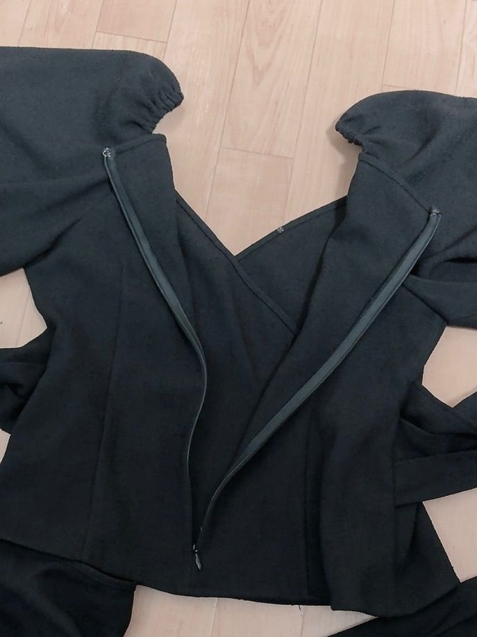  FRAY I.D カシュクールツイードブラウス ブラック 3336 五分袖 七分袖 シャツ ブラウス