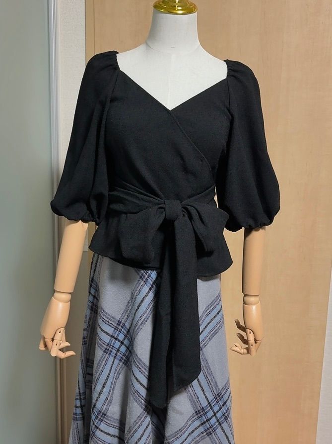 カシュクールツイードブラウス