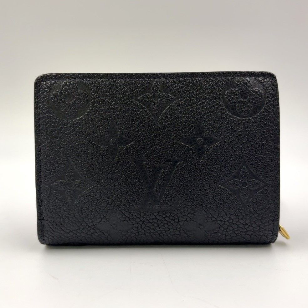 LOUIS VUITTON ポルトフォイユ ク モノグラムアンプラント モノグラムアンプラント RFID対応 レザー ブラック 二つ折り財布 ゴールド M80151