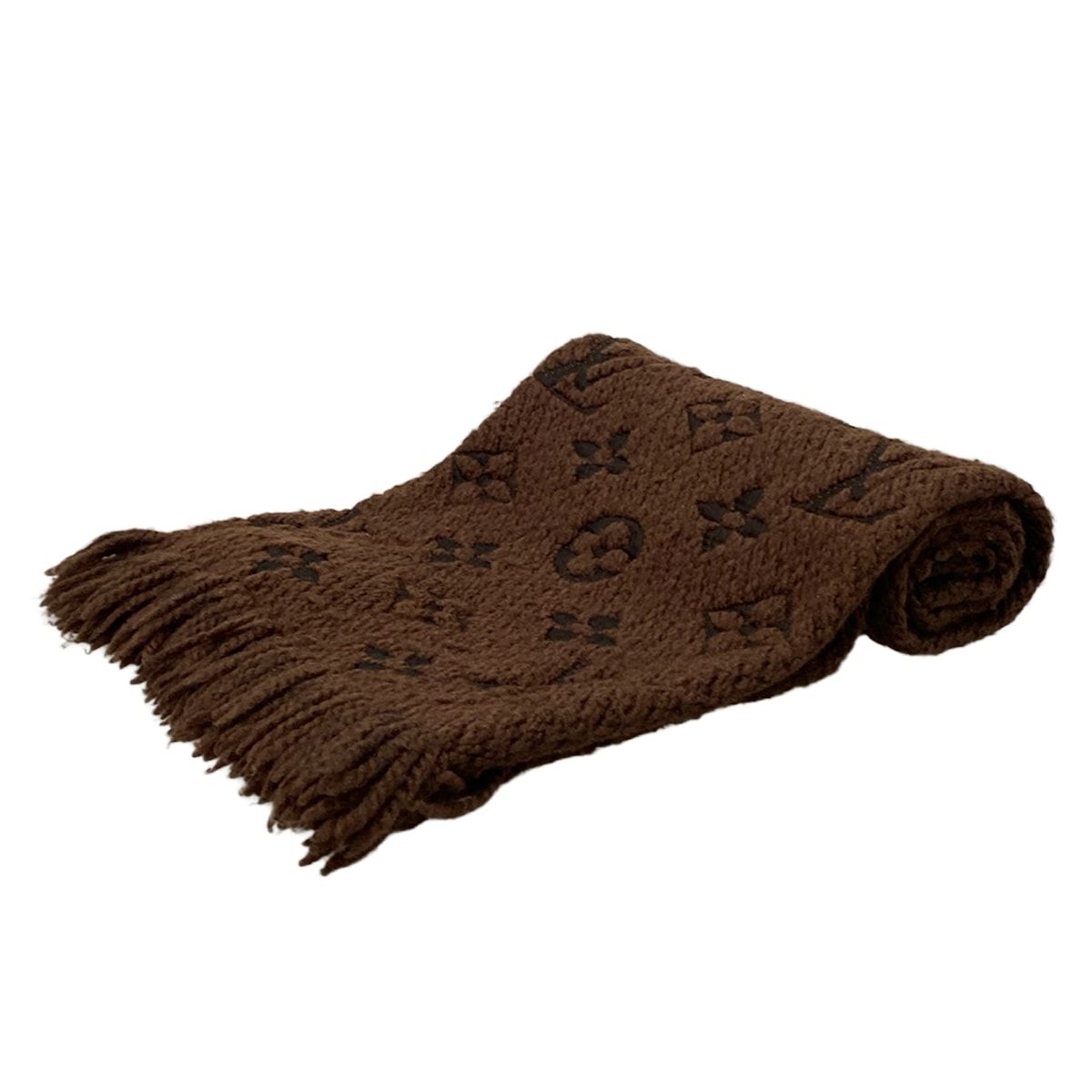 LOUIS VUITTON ルイヴィトン マフラー エシャルプ ロゴマニア M72241 マロン ウール シルク