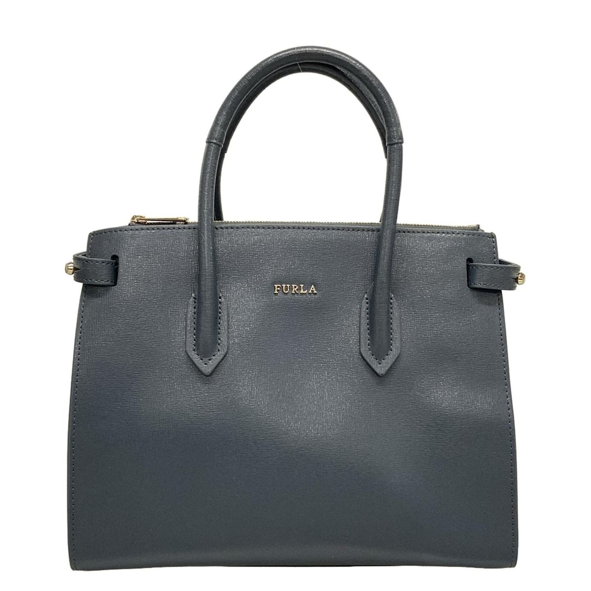 FURLA(フルラ) トップ ハンドバッグ - ネイビー レザー